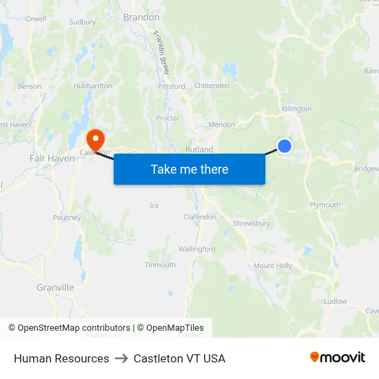 Human Resources to Castleton VT USA map