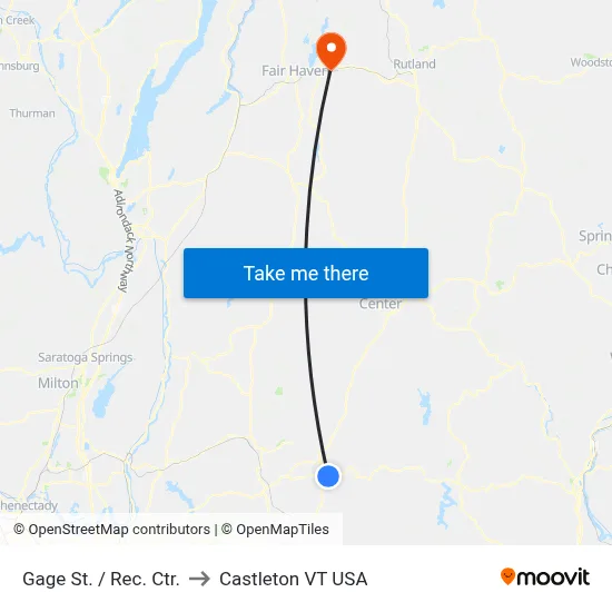 Gage St. / Rec. Ctr. to Castleton VT USA map