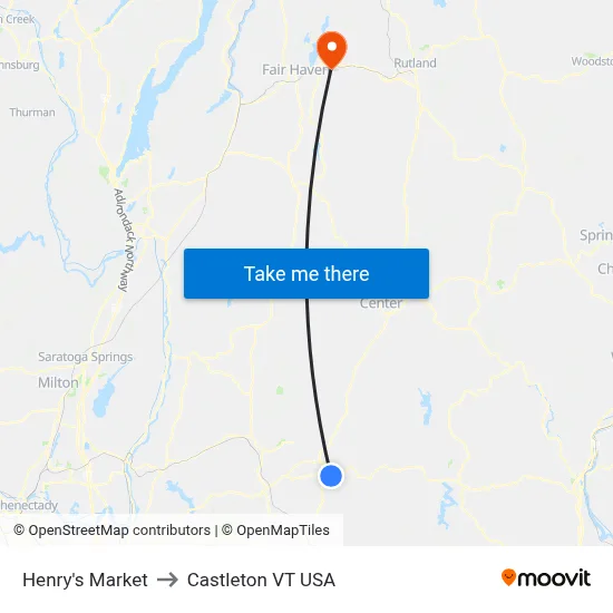 Henry's Market to Castleton VT USA map