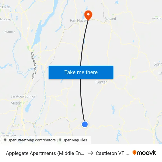 Applegate Apartments (Middle Entrance) to Castleton VT USA map