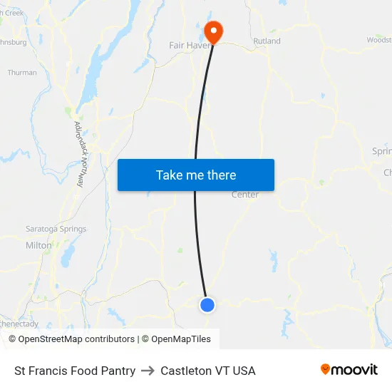 St Francis Food Pantry to Castleton VT USA map