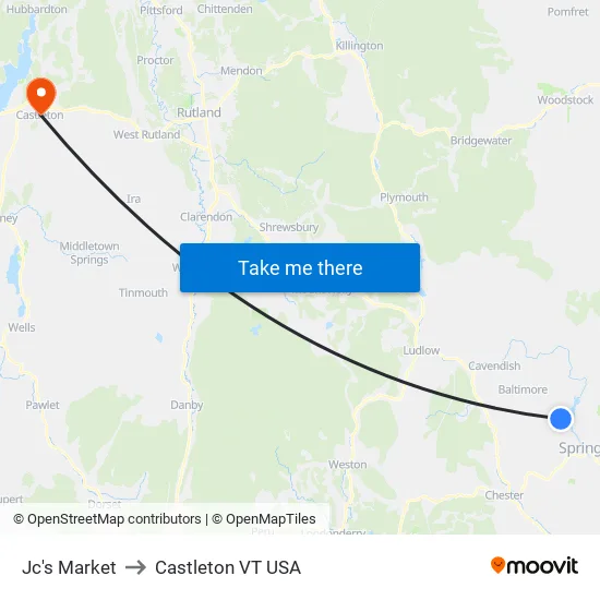 Jc's Market to Castleton VT USA map