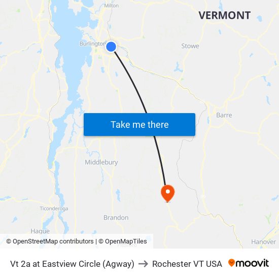 Vt 2a at Eastview Circle (Agway) to Rochester VT USA map