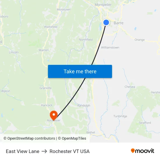 East View Lane to Rochester VT USA map