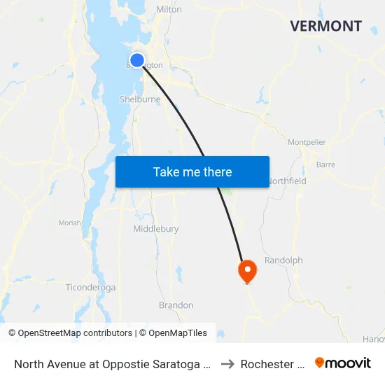 North Avenue at Oppostie Saratoga Ave. (Elk's Lodge) to Rochester VT USA map