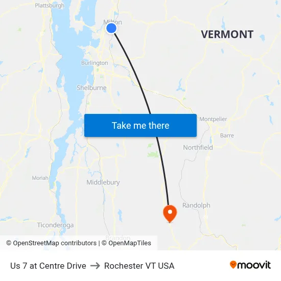 Us 7 at Centre Drive to Rochester VT USA map