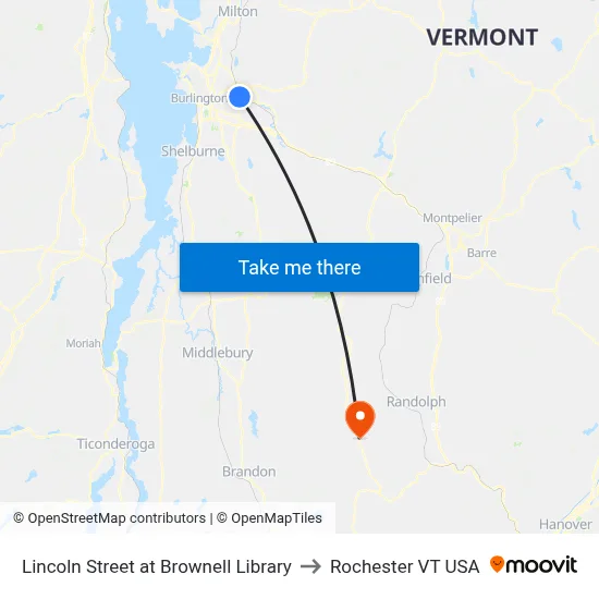 Lincoln Street at Brownell Library to Rochester VT USA map