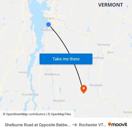 Shelburne Road at Opposite Baldwin Avenue to Rochester VT USA map