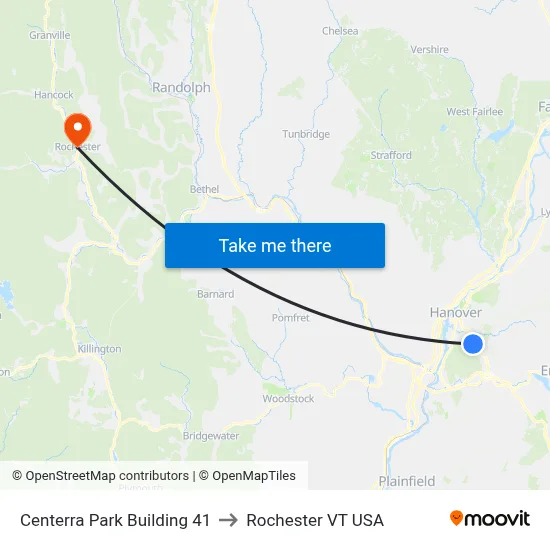 Centerra Park Building 41 to Rochester VT USA map