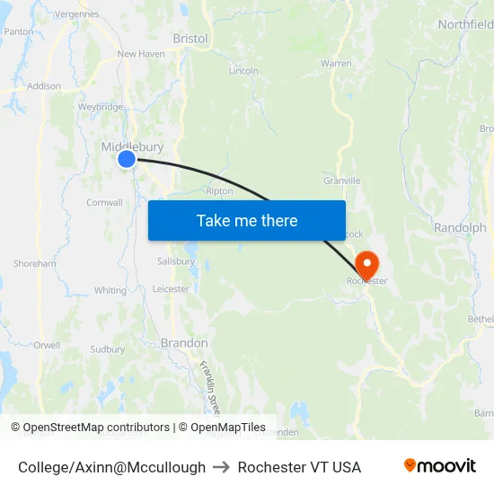 College/Axinn@Mccullough to Rochester VT USA map