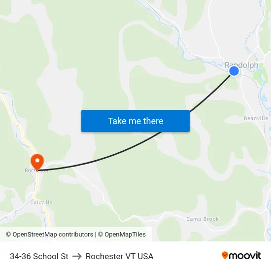 34-36 School St to Rochester VT USA map