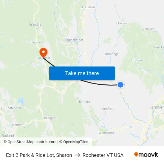 Exit 2 Park & Ride Lot, Sharon to Rochester VT USA map
