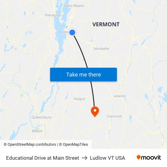 Educational Drive at Main Street to Ludlow VT USA map