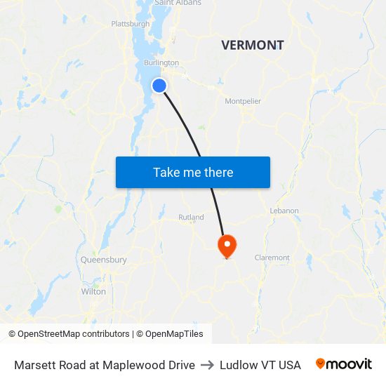 Marsett Road at Maplewood Drive to Ludlow VT USA map