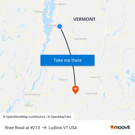 River Road at #213 to Ludlow VT USA map