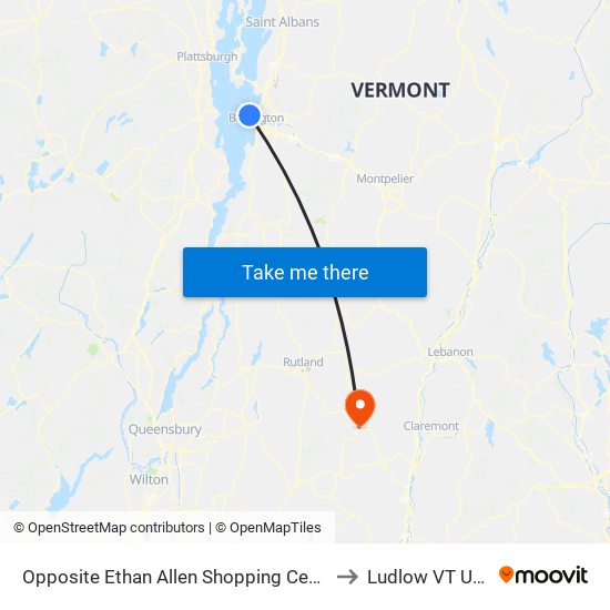 Opposite Ethan Allen Shopping Center to Ludlow VT USA map