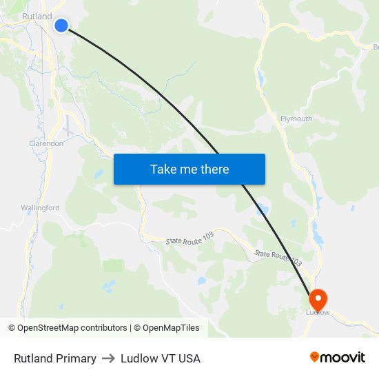 Rutland Primary to Ludlow VT USA map