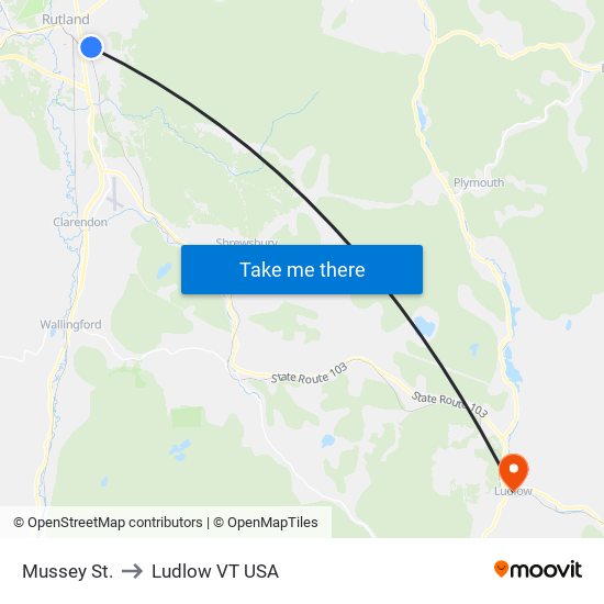 Mussey St. to Ludlow VT USA map