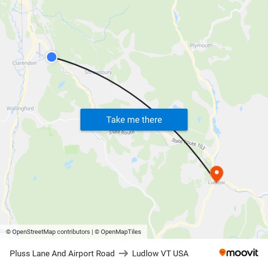 Pluss Lane And Airport Road to Ludlow VT USA map