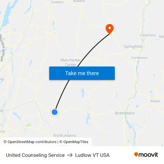 United Counseling Service to Ludlow VT USA map