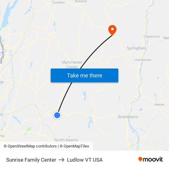 Sunrise Family Center to Ludlow VT USA map