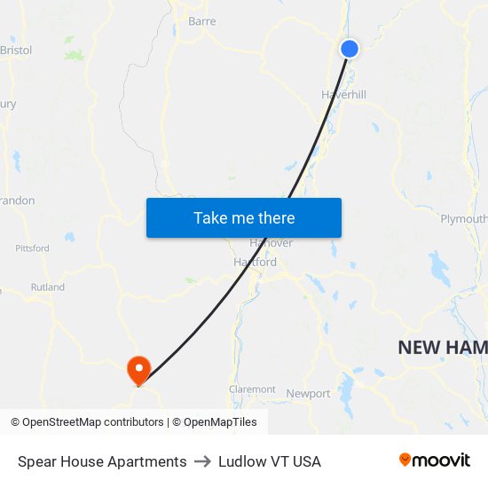 Spear House Apartments to Ludlow VT USA map