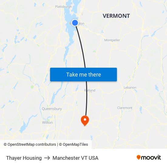 Thayer Housing to Manchester VT USA map