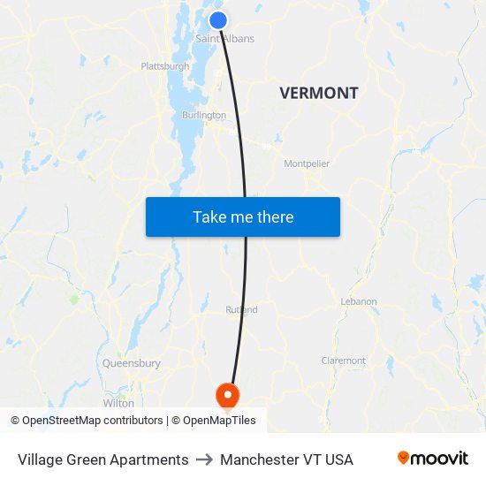 Village Green Apartments to Manchester VT USA map