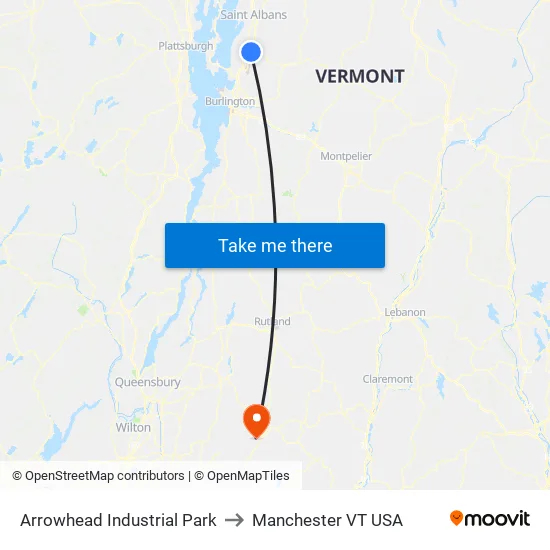 Arrowhead Industrial Park to Manchester VT USA map