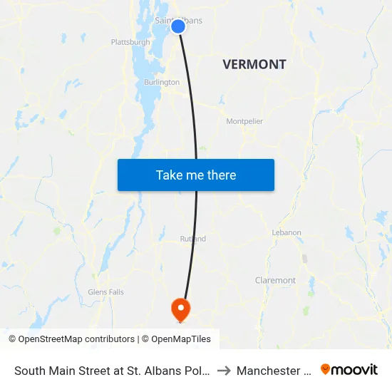 South Main Street at St. Albans Police Department to Manchester VT USA map