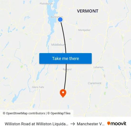 Williston Road at Williston Liquidation Center to Manchester VT USA map