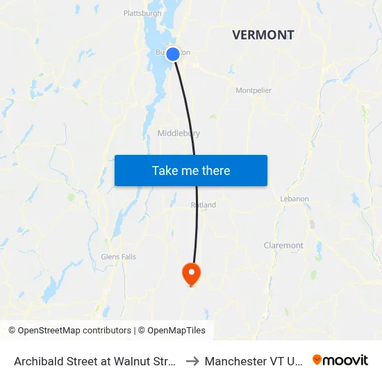 Archibald Street at Walnut Street to Manchester VT USA map