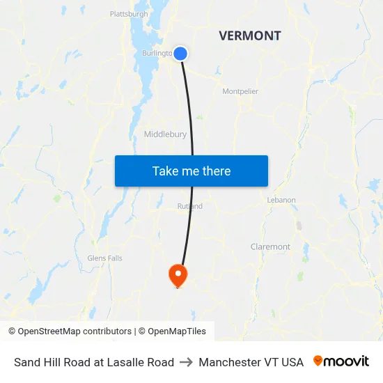 Sand Hill Road at Lasalle Road to Manchester VT USA map