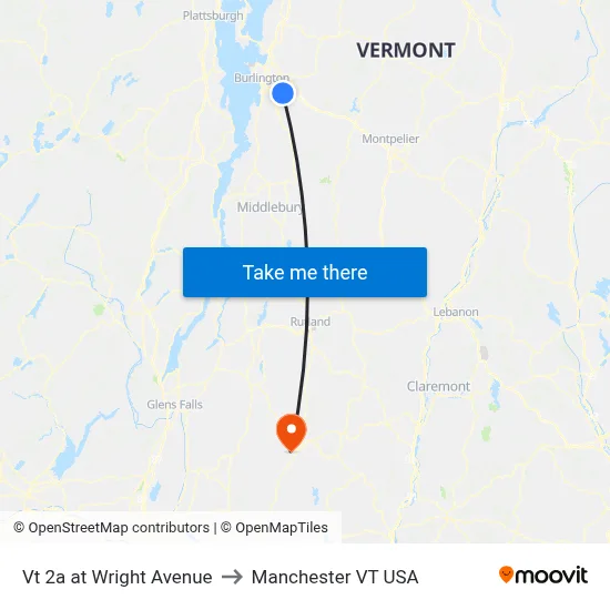Vt 2a at Wright Avenue to Manchester VT USA map