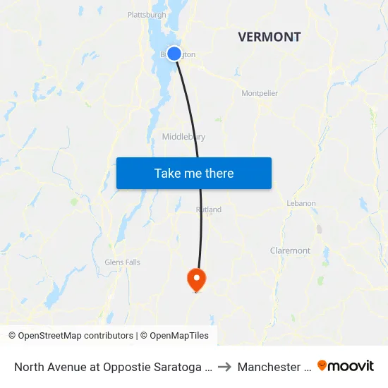 North Avenue at Oppostie Saratoga Ave. (Elk's Lodge) to Manchester VT USA map