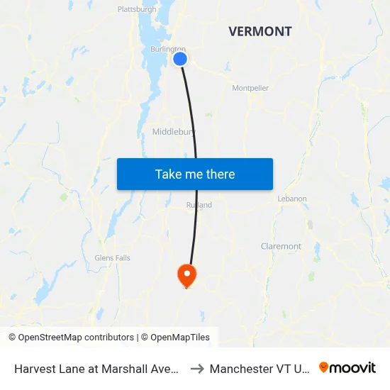 Harvest Lane at Marshall Avenue to Manchester VT USA map