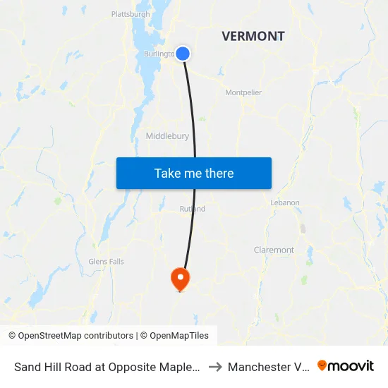 Sand Hill Road at Opposite Maple Lawn Drive to Manchester VT USA map
