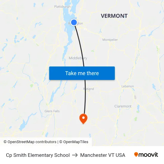 Cp Smith Elementary School to Manchester VT USA map