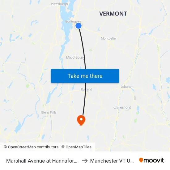 Marshall Avenue at Hannafords to Manchester VT USA map
