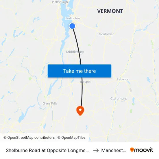 Shelburne Road at Opposite Longmeadow Drive (The Commons) to Manchester VT USA map