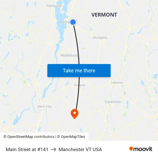 Main Street at #141 to Manchester VT USA map