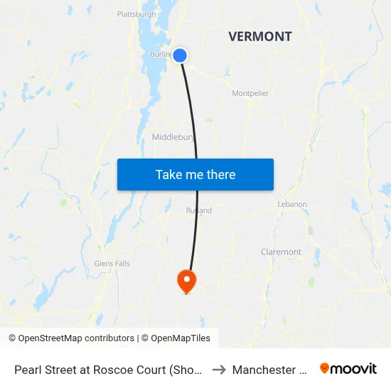 Pearl Street at Roscoe Court (Shopping Center) to Manchester VT USA map