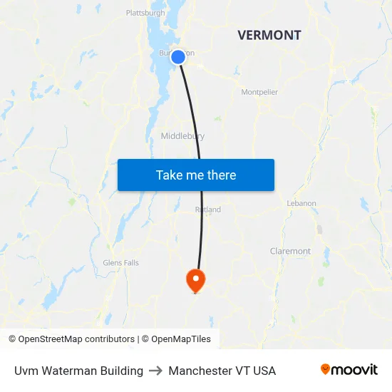 Uvm Waterman Building to Manchester VT USA map