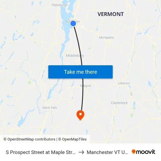 S Prospect Street at Maple Street to Manchester VT USA map