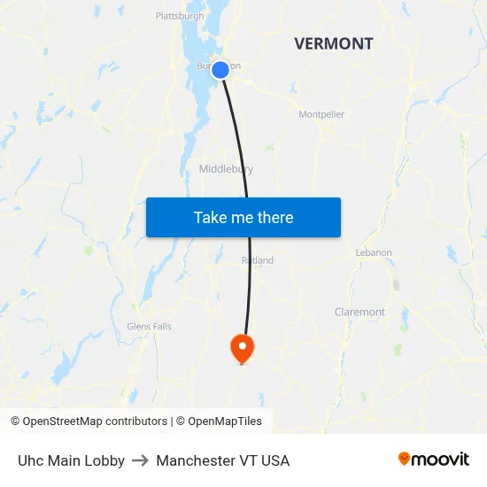 Uhc Main Lobby to Manchester VT USA map