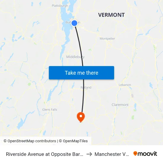 Riverside Avenue at Opposite Barrett Street to Manchester VT USA map