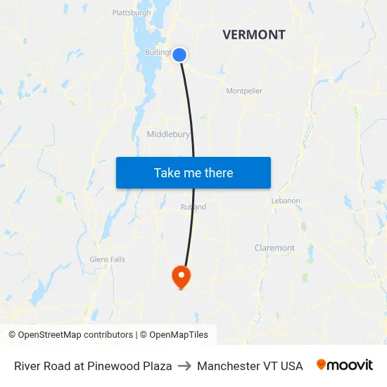 River Road at Pinewood Plaza to Manchester VT USA map