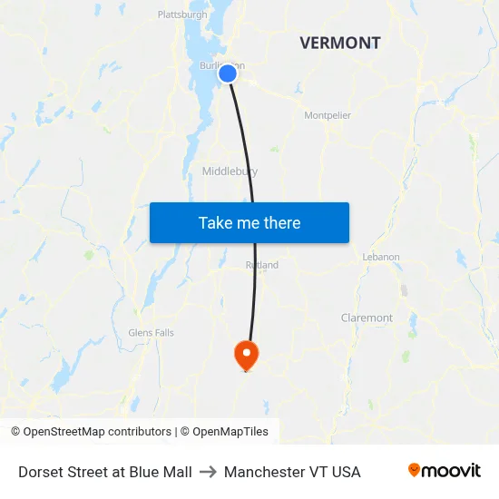 Dorset Street at Blue Mall to Manchester VT USA map