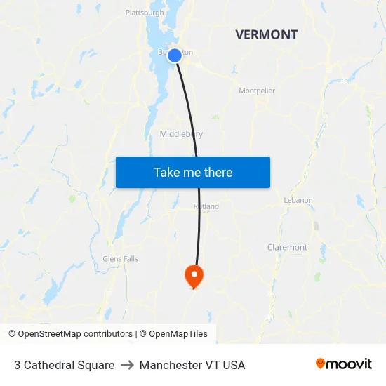 3 Cathedral Square to Manchester VT USA map
