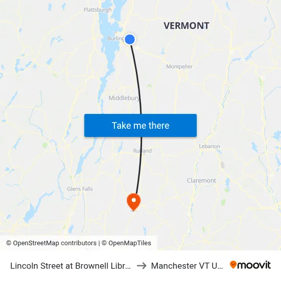 Lincoln Street at Brownell Library to Manchester VT USA map